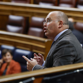 El portavoz del PP, Miguel Tellado interviene este miércoles en el Congreso, a 9 de octubre de 2024.