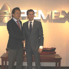 14/7/23 Emilio Lozoya, exdirector general de Pemex, y Alberto Núñez Feijóo, en 2014 en México.