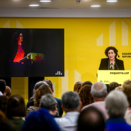 14/10/2024 - Marta Rovira, a la seu nacional d'ERC, en la conferència amb la qual ha fet balanç de la seva etapa com a secretària general.