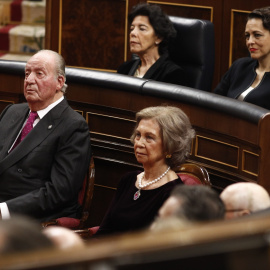 Los reyes eméritos don Juan Carlos I y doña Sofía en el acto conmemorativo del 40º aniversario de la Constitución de 1978.