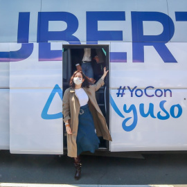 La candidata del PP a la Presidencia de la Comunidad de Madrid, Isabel Díaz Ayuso, durante un acto electoral del partido, a 18 de abril de 2021, en Las Rozas, Madrid (España)