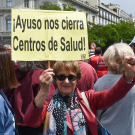 Cientos de personas durante una manifestación para defender la sanidad pública, en Madrid