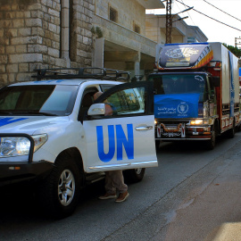 Convoy de ayuda humanitaria de la ONU en Líbano.