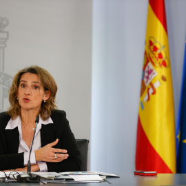 La ministra de Transición Ecológica Teresa Ribera ofrece la rueda de prensa posterior al Consejo de Ministros en el Palacio de la Moncloa en Madrid, este martes.