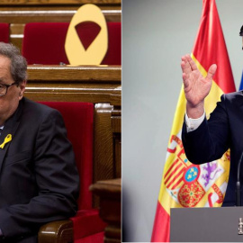 Los presidentes de la Generalitat y del Gobierno, Quim Torra y Pedro Sánchez, se reúnen este lunes por primera vez desde que ambos accedieron a sus cargos. / EFE.