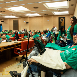 Asociaciones por el ELA observan una sesión plenaria en la que se debate la Ley ELA, en el Congreso de los Diputados, a 10 de octubre de 2024.