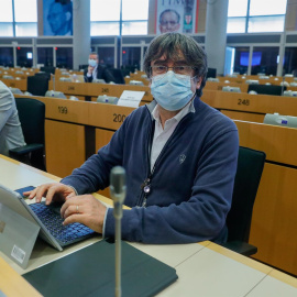 Carles Puigdemont en el Parlamento Europeo este 27 de septiembre de 2021.