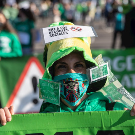 Manifestación de la marea verde con el lema 'Vacunemos la Educación Pública, menos ratio, más recursos, más centros públicos' que el pasado 17 de abril recorrió las calles de Madrid .