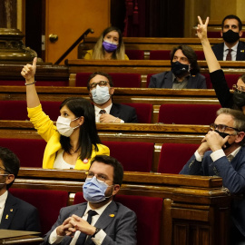 Imatge d'una de les votacions d'aquest dijous al Parlament, en el final del debat de política general.