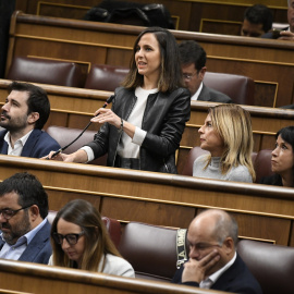 La secretaria general de Podemos, Ione Belarra, durante su intervención en el Congreso este miércoles.