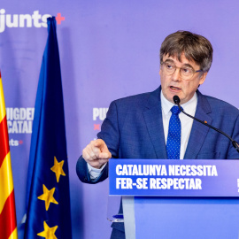 El candidat de Junts, Carles Puigdemont, en un acte de precampanya.