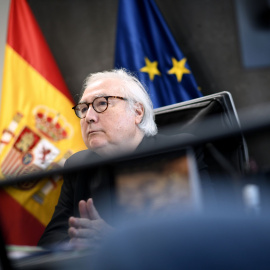 El ministro de Universidades, Manuel Castells, durante la entrevista con 'Público'.