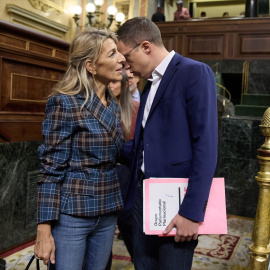 La líder de Sumar, Yolanda Díaz, junto al ahora exportavoz del partido, Íñigo Errejón.