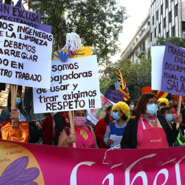 10/2021 - Imatge d'arxiu d'una manifestació de les treballadores de la llar a Barcelona de l'octubre del 2021.