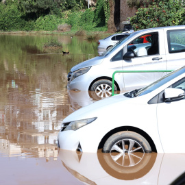 Inundaciones en Porto Cristo como consecuencias de las lluvias, en Porto Cristo, Manacor, Mallorca, Baleares (España).