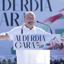 El presidente del PNV, Andoni Ortuzar, durante la celebración del Alderdi Eguna.