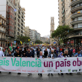 Capçalera de la manifestació del 25 d'abril de 2018 a València.