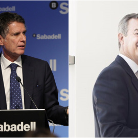 El consejero delegado del Banco Sabadell, Jaume Guardiola, y su sustituto, César González-Bueno.