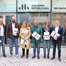 La candidatura de Foc Nou a la seu nacional d'ERC de Barcelona.