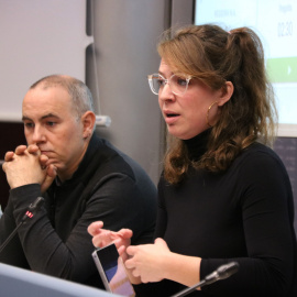 Janet Sanz, en un moment de la Comissió d'Ecologia, Urbanisme, Infraestructures i Mobilitat de l'Ajuntament de Barcelona