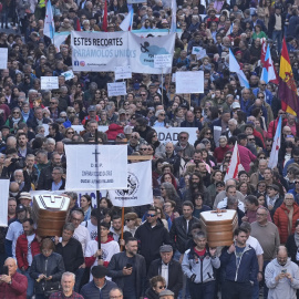 Cientos de personas durante una manifestación en defensa de la sanidad pública en Santiago de Compostela.