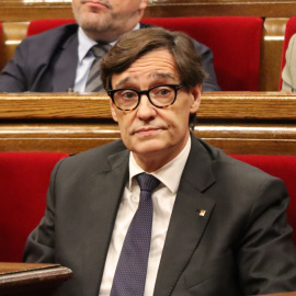 El president de la Generalitat, Salvador Illa, al ple del Parlament aquest dimecres