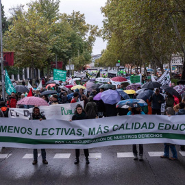 Cientos de personas durante una manifestación por la educación pública, desde Neptuno hasta Sol, a 29 de octubre de 2024, en Madrid (España).