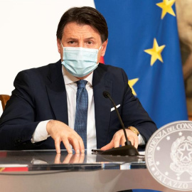 El primer ministro de Italia, Giuseppe Conte, durante una rueda de prensa.