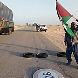 Una parte del grupo de saharauis que organizó una protesta en noviembre de 2020 en la zona de Guerguerat y que dio comienzo a la guerra con Marruecos.