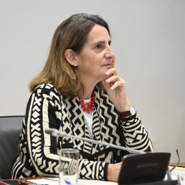 La vicepresidenta tercera y ministra para la Transición Ecológica y el Reto Demográfico, Teresa Ribera, durante la reunión del Comité de crisis para el seguimiento de los efectos de la DANA.