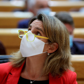 La ministra de Transición Ecológica y Reto Demográfico, Teresa Ribera, durante una sesión de control en el pleno del Senado este martes en Madrid.