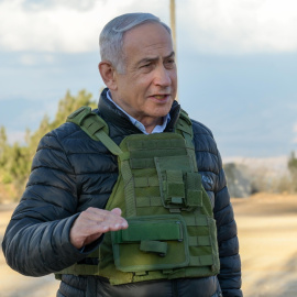 El primer ministro israelí, Benjamín Netanyahu, en la frontera con el Líbano.