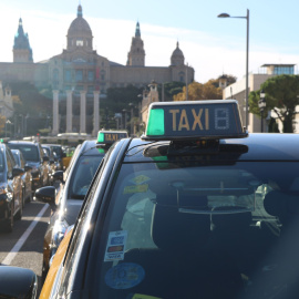 Una protesta del sector del taxi a Barcelona.