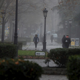 Varias personas caminan por el Paseo del Prado en Madrid.