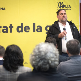 29/11/2022.  El presidente de ERC, Oriol Junqueras, durante el acto ‘Prou Repressió’ celebrado por Esquerra Republicana de Catalunya (ERC), a 29 de noviembre de 2022, en Girona