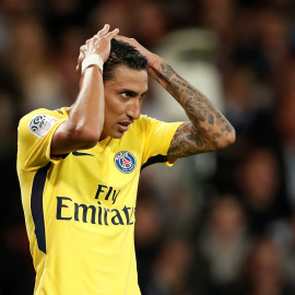 El futbolista argentino Ángel Di María, durante el partido de su equipo, el Paris St Germain, contra el Guingamp, de la liga gala. REUTERS/Benoit Tessier