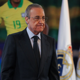 Florentino Pérez, presidente del Real Madrid durante la presentación de Reinier Jesus Carvalho como nuevo jugador del Real Madrid CF en el Santiago Bernabéu el 18 de enero de 2020 en Madrid. Irina R. H. / AFP7 / Europa Press