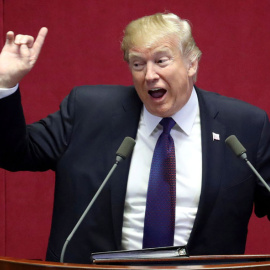 Trump, durante su discurso en la Asamblea Nacional en Seúl. REUTERS/Lee Jin-man