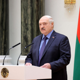 El presidente de Bielorrusia, Alexander Lukashenko, durante un discurso en Minsk, Bielorrusia, el 27 de junio de 2023.