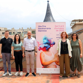 Foto de grup de la Fira Mediterrània de Manresa, a ca la Buresa, un dels escenaris d'aquesta edició