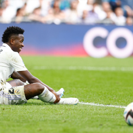 El futbolista del Real Madrid Vinicius Jr durante un partido en Madrid, a 4 de junio de 2023.