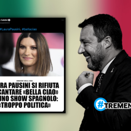 Imagen combinada de Matteo Salvini y un tuit sobre Laura Pausini. Twitter/Europa Press/Tremending