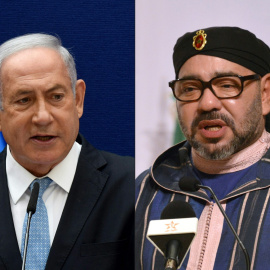 Combo de fotografías del primer ministro de Israel, Benjamin Netanyahu, y del rey de Marruecos, Mohammed VI.