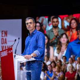 El presidente del Gobierno de España y secretario general del PSOE, Pedro Sánchez, interviene en un mitin electoral, a 16 de julio de 2023, en Barcelona