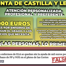 Imagen del tuit difundido por Vox en el que aseguran una ayuda de 3.000 para cada enfermo de ELA