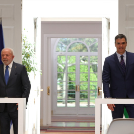 El presidente del Gobierno, Pedro Sánchez, junto al presidente de la República Federativa de Brasil, Lula da Silva, en Moncloa el pasado mes de abril.