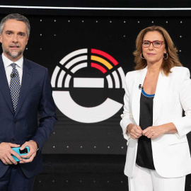 Carlos Franganillo y Alejandra Herranz, en el especial 23J de TVE