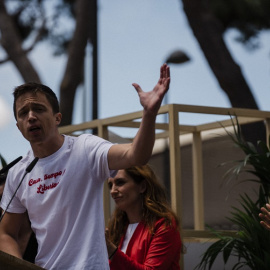 El líder de Más País, íñigo Errejón, interviene durante un acto de Más Madrid, en el parque Lorenzo Azofra, a 13 de mayo de 2023, en Getafe.- Mateo Lanzuela / Europa Press