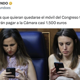 Ione Belarra e Irene Montero ilustra la información de 'El Mundo'.