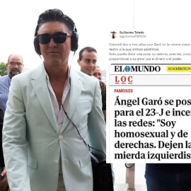 Collage con la respuesta de Willy Toledo a Ángel Garó en Twitter